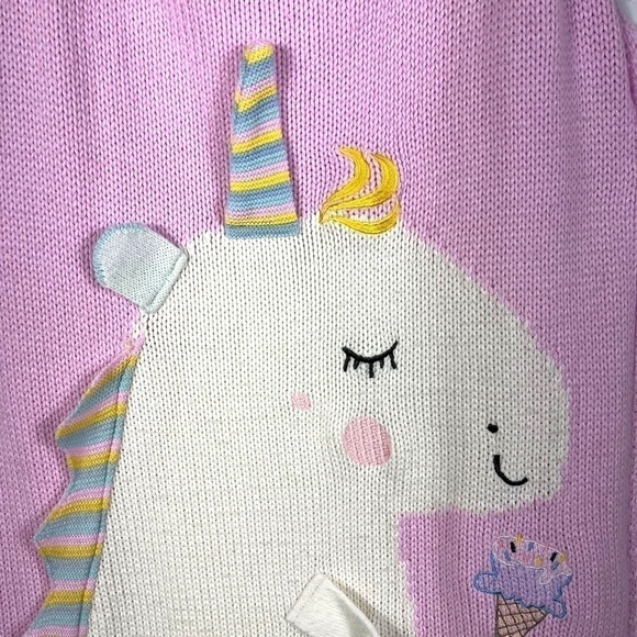 Handmade Unicorn 3D Knit Daycare School Naptime Blanket, Pink, Size 48x25 inches - Picture 4 of 10